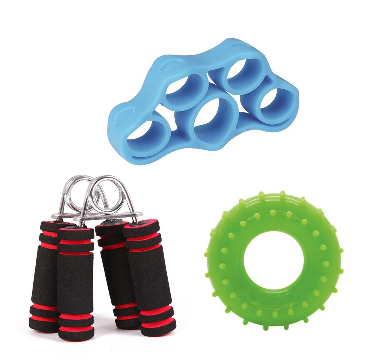 SYGA Pack of 4 Foam Sponge Hand Grip - Finger Hand Grip Ring Exerciser Strengthener Finger Stretcher Exercisor