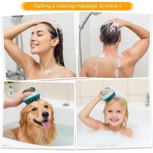 MOMISY Scalp Massager Shampoo Brush, Eco-Friendly Wheat Straw Body With Soft Silicon Bristles, Hair Scalp Scrubber, Scalp Exfoliator | Dandruff Removal (Green)