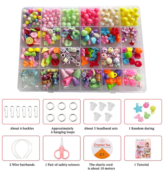 SYGA Beads for Kids Crafts Children's Jewelry Making Kit DIY Bracelets Necklace Hairband and Rings Craft Kits Birthday for 4, 5, 6, 7-Year-Old Little Girls-Multicolor (DIYBeadsSet-22)