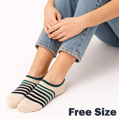 MOMISY Unisex Cotton Invisible No show Cotton Loafer Adult Socks for men & Women (Multi-colour Pack of 5)-Free Size (Stripe)