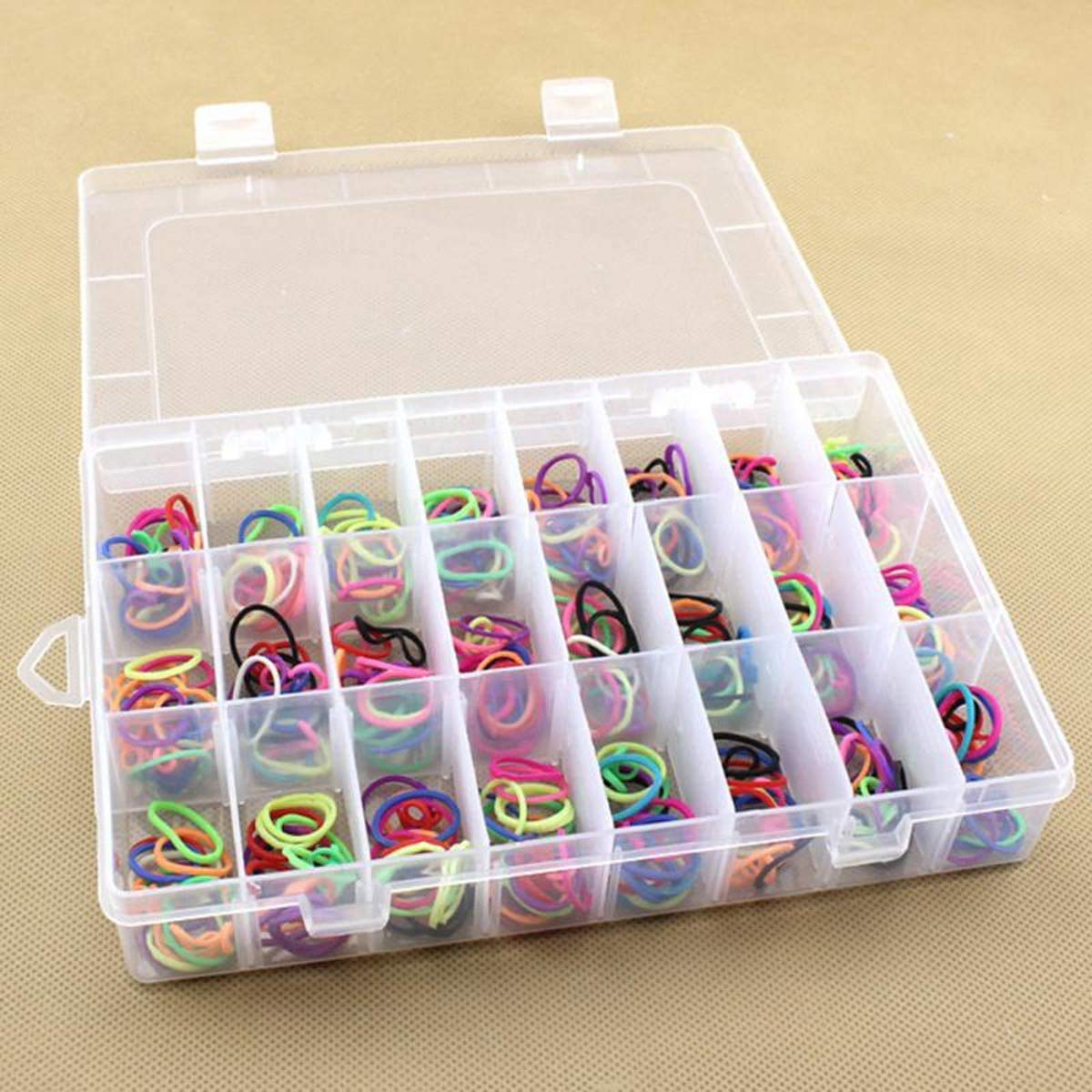 SYGA 28 Grid Cells Multipurpose Plastic Rectangular Storage Box with Removable Dividers, (White, Small)
