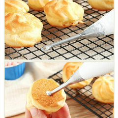 SYGA Cream Icing Piping Nozzle Tip, 2 Pack Puff Nozzle Tip Stainless Steel Nozzle Cream Puff Cake Decor Tool with Cleaning Brush