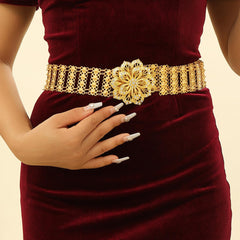 SYGA Women'S Metal Flower Diamond Belt,kamarband For Saree & dress Decoration Versatile Long Waist Chain(Gold)