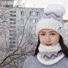 SYGA Women Hat & Scarf for Adult Winter Cap Wool Neck Scarf Beanie Hat for Winter Above 15 Year - Khaki