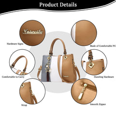 SYGA Handbags for Women with Multiple Internal Pockets in Pretty Color Combination, Women's Satchel Handbag(KHAKI)