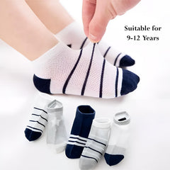 MOMISY 5 Pairs Tube Socks for Kids Toddlers Infant Baby Girl Boys (StripedStar, 6 Year to 8 Year)