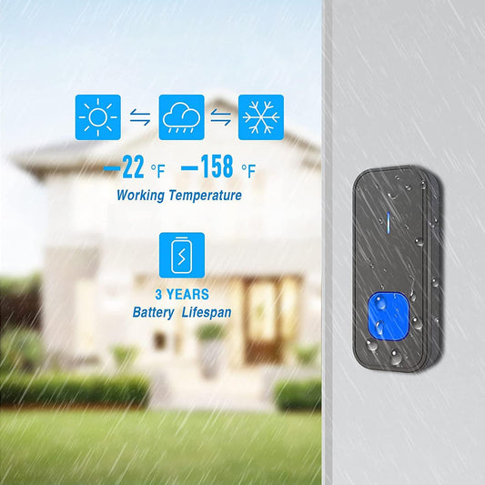 SYGA Black Wireless Home Doorbell Dingdong Door Bell Pager Smart Waterproof Touch Button Chime Kit with LED Light for Offices,Hospital,Operating at 500-feet (2 Transmitter & 1 Receiver)