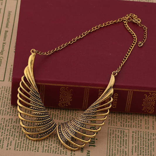 SYGA Retro Style Big Angel Wings Short Women's Fashion Jewelry Necklace Jewellery For Women, Engagement, Gift, Party - Antique Gold