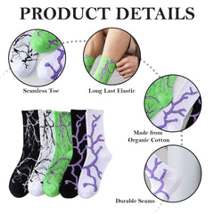 MOMISY Men’s Cotton Crew Socks | Stylish Lightning Pattern Casual Socks – Breathable & Comfortable – Pack of 5 (Multicolor)