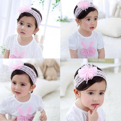 SYGA Baby Girl's Bow Design Headband Soft & Stretchable Fabric Hairband for Infants, Toddlers, Little Princesses (0-3 Years LightPink)