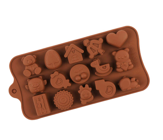 SYGA 15-Cavity Cute Cartoon Shap Chocolate Silicon Mould Candy Mould (Colour May Vary)