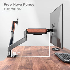 Flowlyf Black Dual Wooden Texture Premium Gas Spring Monitor Arm | 17-32" Screen Monitor VESA Mount | Height Adjustability | 360 Degree Rotation |Easily Hold Upto 8KG Weight Each |2 Way Wire Manager