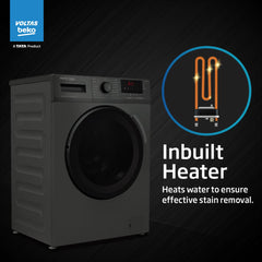 Voltas Beko, A Tata Product 7 Kg 5 Star Inverter Quick wash Fully-Automatic Front Loading Washing Machine (WFL7012B7JVBKA/AXV, Anthracite, In buit Heater/Hygiene steam)