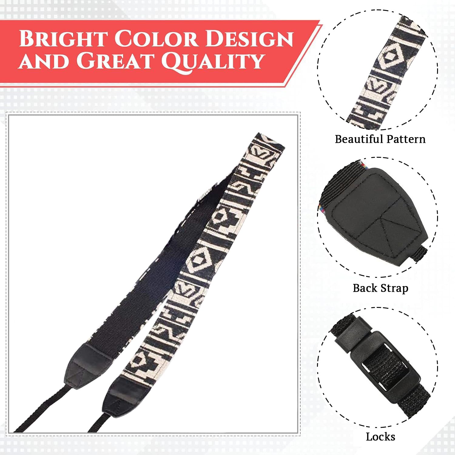 SYGA 1 Piece Black Coloured DSLR Camera Shoulder Strap