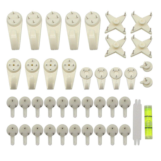SYGA Set of 39 Plastic Hooks Wall Picture-Hanging Hooks-White(Pack of 1)