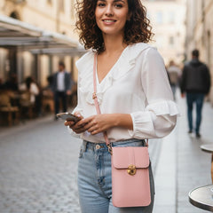 MOMISY Women Cellphone Sling Bag Mobile Card Holder Wallet Purse Clutch Handbag Crossbody Shoulder Bag for Girls (Pink)