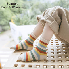 MOMISY 5 Pairs Girl Boys Tube Socks Toddlers Infant Solid Color Boat Spring and Autumn Socks Stretch Baby kids Sock (IN, Age, 9 Years, 12 Years, Rainbow Smiley/)