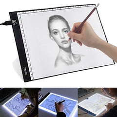 Dwise A4 Size LED Lighted Drawing Tracing Board 3 Adjustable Brightness Touch Button with Scale Measurements