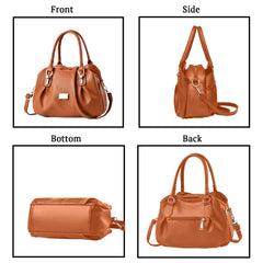 SYGA Women's Bags Soft Leather Middle-Aged And Elderly Women's Bags Single Shoulder Crossbody Bag(Khaki)