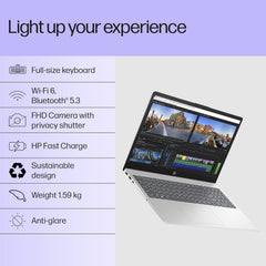 HP 15, Intel Core i3-1315U-13th Gen Laptop (8GB DDR4 Ram,512GB SSD) Anti-Glare, Micro-Edge,15.6''/39.6CMs FHD, Win11,M365 Basic(1yr),Office Home24, Silver,1.59kg, FHD fd0569TU