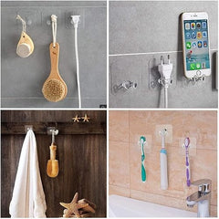 Shivstor 15 Pack Self Adhesive WallHook Heavy DutyHook for Hanging Without Drilling Transparent Nail Free StickyHook Strong Wall Hanger Set of 15 FlowerHook for Kitchen Bathroom Home Storage