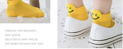 MOMISY 5 Pairs Baby Girl Boys Tube Socks Toddlers Infant Solid Color Boat Spring and Autumn Socks Stretch Baby Sock - Multicolor (Net Smiley, 4 year to 6 year)
