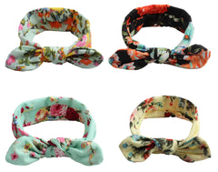 MOMISY Girl's Headbands Turban Knotted Synthetic Hairband for Girls-4 Piece