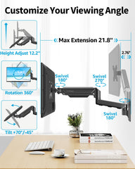 MOUNTUP Single Monitor Wall Mount for Max 32 Inch Computer Screen, Fully Adjustable Monitor Arm, Wall Mount Monitors Holder Support 4.4-19.8lbs Display, VESA Bracket Fit 75x75mm, 100x100mm