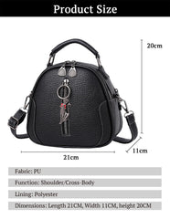SYGA Women's Crossbody Bag, Zip Top, PU Leather Shoulder Bag (Black)