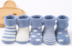 MOMISY 5 Pairs Tube Socks for children Toddlers Infant Baby Girl Boys (Light Blue, 2 year to 4 year)
