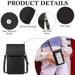 MOMISY Women Cellphone Sling Bag Card Holder Wallet Purse Clutch Handbag Crossbody Shoulder Bag for Girls (Black)