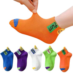 MOMISY 5 Pairs Girl Boys Tube Socks Toddlers Infant Solid Color Boat Spring and Autumn Socks Stretch Baby kids Sock (Fun, 1 Year to 3 Year)