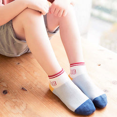 MOMISY 5 Pairs Girl Boys Tube Socks Toddlers Infant Solid Color Boat Spring and Autumn Socks Stretch Baby kids Sock (Symbol, 9 Year to 12 Year)