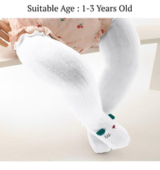 SYGA Baby Long Socks Cotton, Over the Knee, No Tightness, High-Top, Cute Design - M Size, Suitable for 6-12 Months (White)