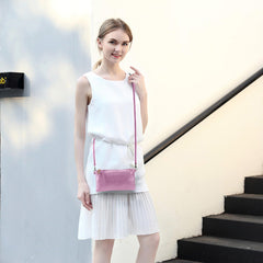 SYGA Women Bag Hand-Held Shoulder Crossbody Bag Crocodile Pattern Small Square Leather Bag (Purple)