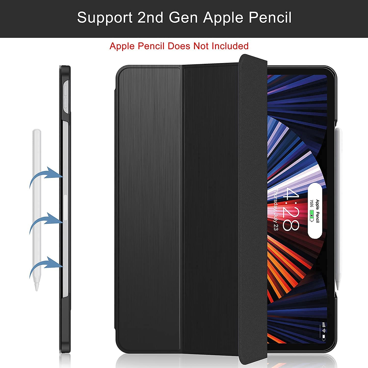 SYGA Flip Case Cover for Apple iPad 10.2" 7th Generation/ 8th Gen 2020 with Pen Holder, Black