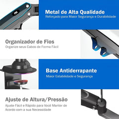 SYGA NB G50 Heavy Duty Monitor Mount, Gas Spring Arm for 27-45 inch Screens, 5-16kg Weight Capacity, Black