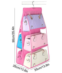 Syga Hanging Handbag Organizer Dust-Proof Storage Holder Bag Wardrobe Closet for Purse Clutch with 6 Larger Pockets(Green)