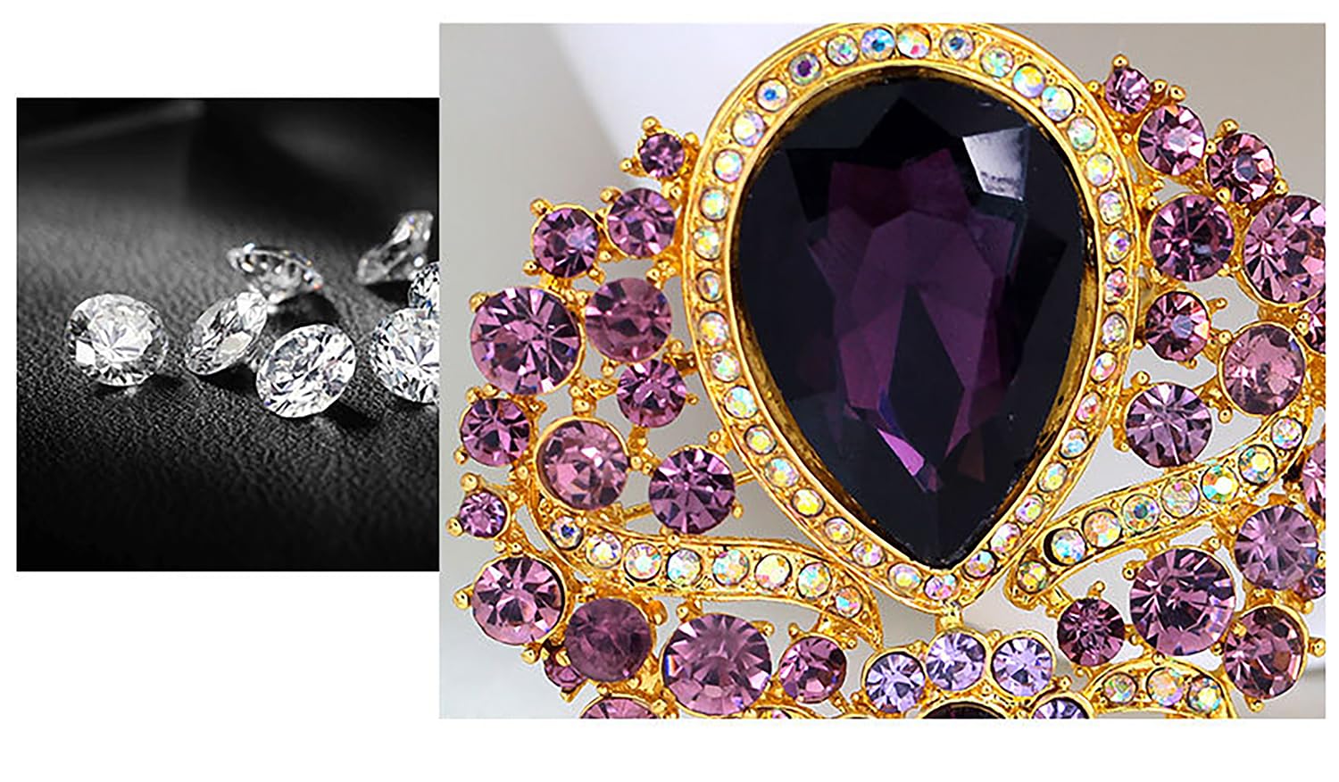 SYGA Brooch Pin Fashion Crystal Rhinestone Jewellery Pin Vintage Clothing Accessories Decoration Glass Pendant Purple Brooches For Women- S246