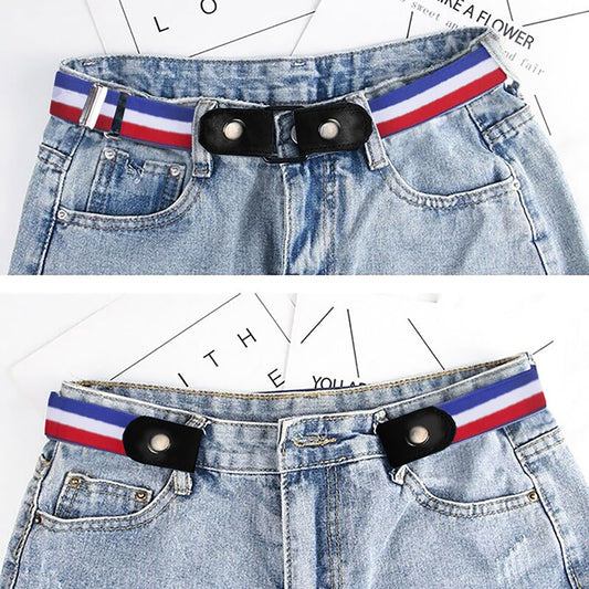 SYGA Jeans Belt Elastic Women's Punch-Free Decoration buckle Style Lazy Belt