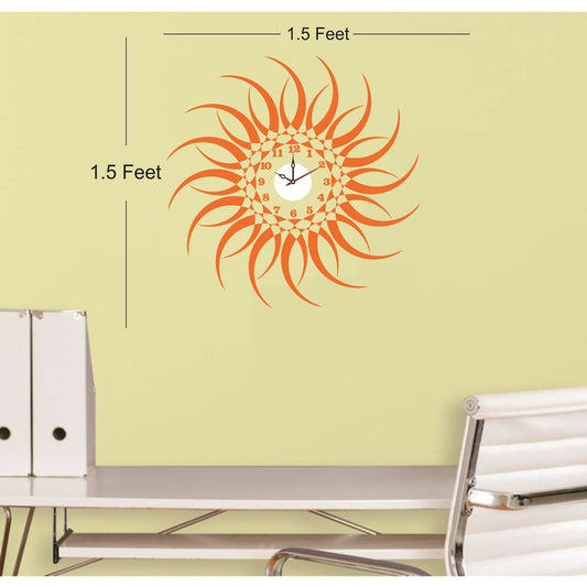 Syga Orange Sun Design Wall Clock Stickers_16C