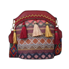 SYGA Sling Bag For Women's Pu Material With Bucket Type, Crossbody Ethnic Style Bag