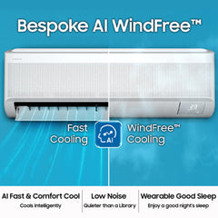 Samsung 1.5 Ton 3 Star Windfree AI Inverter Smart Split AC (WiFi, Energy Saving, Voice Control, Powerful Cooling, Copper, Digital Inverter, 4 Way swing, Convertible, BESPOKE AI AR60F19D1XWNNA)
