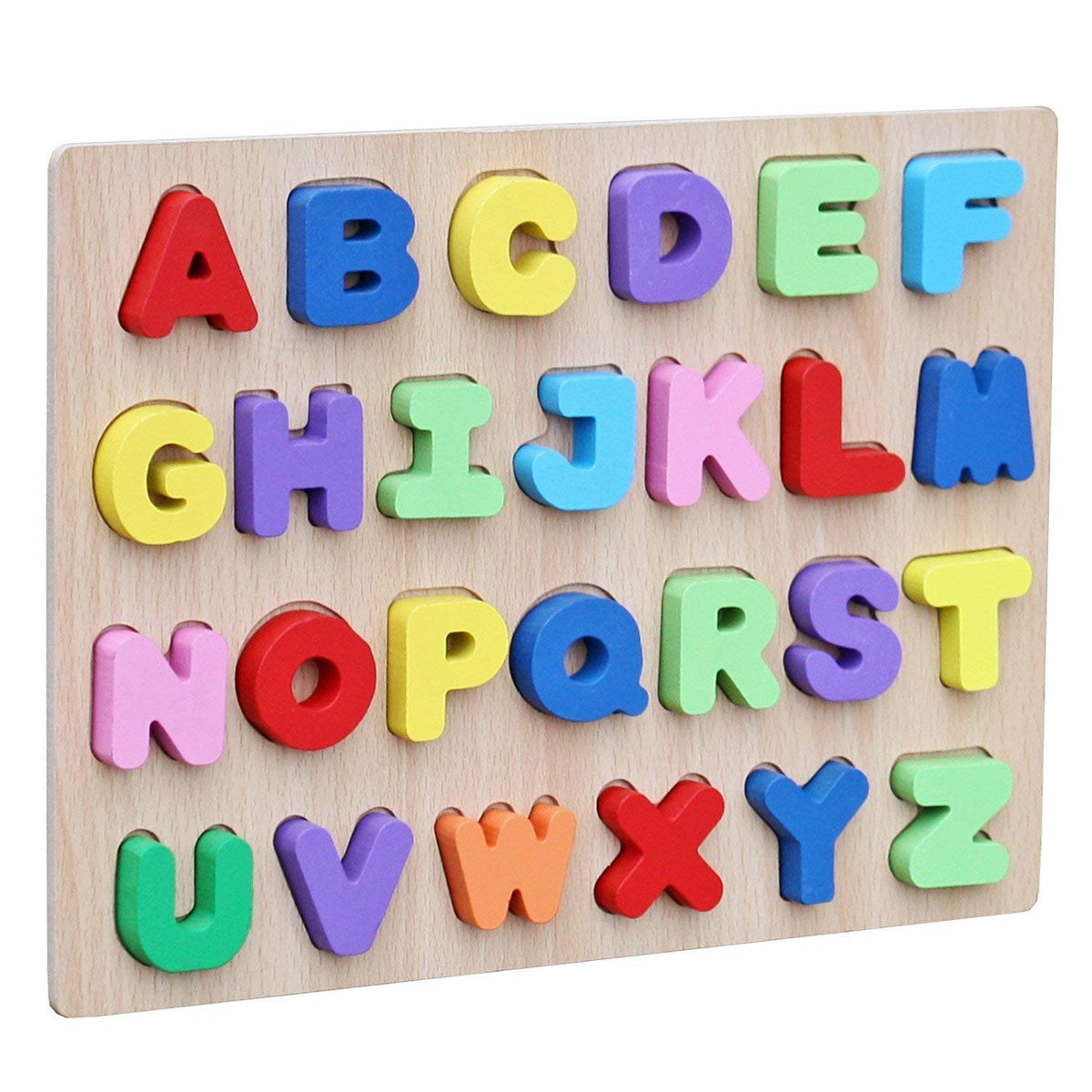 SYGA Educational Wooden Alphabet Block Puzzle Uppercase Letter Learning Toy