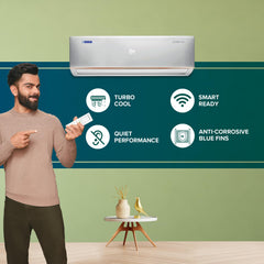 Blue Star 2 Ton 3 Star Hot and Cold, Inverter Split AC (Copper, Convertible 5 in 1 Cooling, 4 Way Swing, Multi Sensors, Dust Filter, Blue Fins, Self Diagnosis, IC324DNUHC, White)