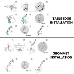 SYGA NB G55 Dual Monitor Arm Stand, 27-34 Inches, Adjustable Gas Spring Mount-Black