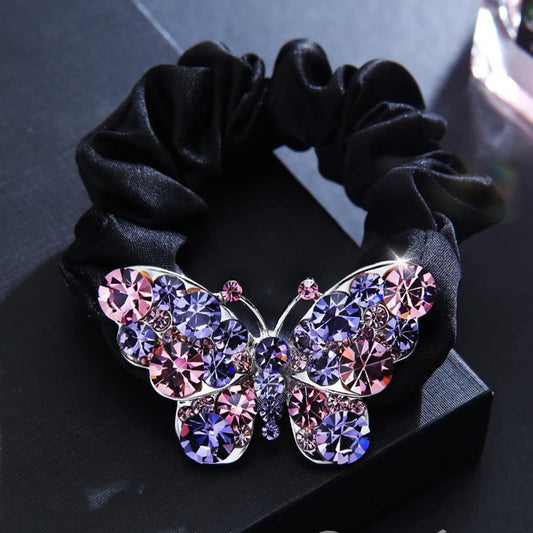 SYGA Female & Girls Hair Ring Head Rope Cloth Ring Tie Hair Rope Headdress Coil Hair Flower Butterfly Rubber Band - Purple