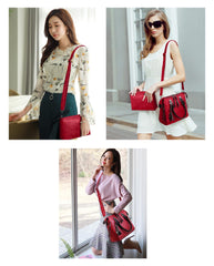 SYGA Pack Of 4 Women Handbag Set,Pu Leather Handbag With Crossbody Bag, Clutch Bag And Credit Card Holder Tote Bag (Black)