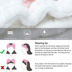 MOMISY Elastic Lovely Hair Band Wash Face Spa Headband-Washable Facial Band Makeup Wrap Headbands for Women (White Pink)