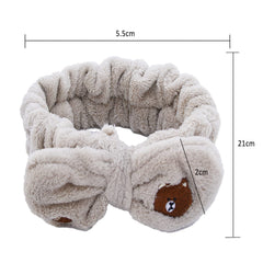 MOMISY Elastic Lovely Hair Band Wash Face Spa Headband-Washable Facial Band Makeup Wrap Headbands for Women (Brown)